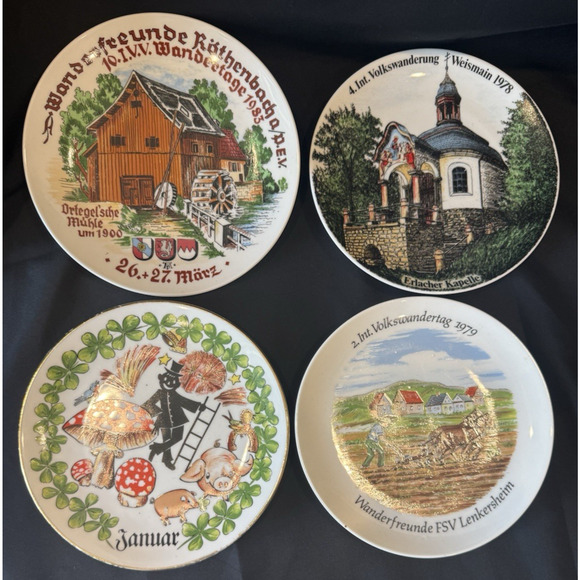 Vintage German Collector Plates Lot 13 Plates 7 1/2" Wandertag Animals Travel - Picture 2 of 9